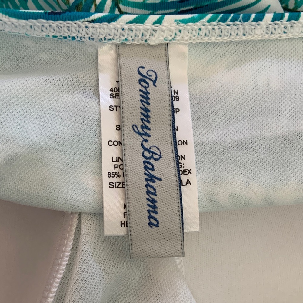 Tommy Bahama Turquoise White Tropical Double Strap One Piece Swimsuit - Picture 8 of 9